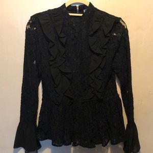 Long-sleeve ruffled peplum top